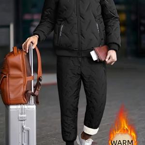 TEMU 2개 세트 남녀공용 헤비듀티 겨울 방한 스노우 재킷 & 팬츠 세트 - 플러시 안감 방풍 고품질 풀지퍼 슈트, 스키, 스노보드, 아웃도어 스포츠, 캠핑용 (세탁기 사용 가능)|스포츠|남자바지