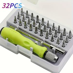 TEMU 115-in-1 정밀 드라이버 세트 크롬 바나듐 스틸 자석 헤드 미끄럼 방지 인체공학적 핸들, 휴대폰, 태블릿, 컴퓨터, 시계에 적합, 크리스마스 할로윈 필수품, 실버 그레이/32-in-1 정밀 드라이버 세트, 드라이버 세트