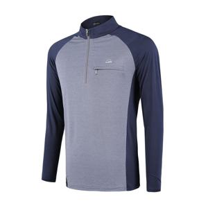 TEMU 남성 봄 가을 배색 멜란지 긴팔 집업 티셔츠 오션블루(M5ST21)