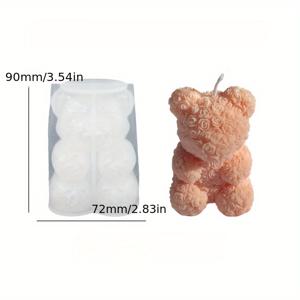 TEMU 1개 곰 선물 캔들 몰드, 3D 장미 곰 레진 석고 몰드 DIY 공예 꽃 동물 소녀 선물용, 비누 몰드, 석고 색칠 몰드, 왁스 캔들 클레이 만들기 가능