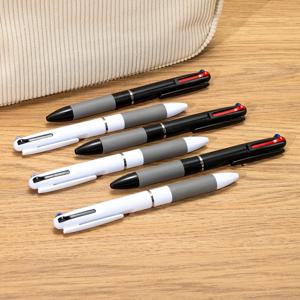 TEMU 푸시형 3색 볼펜 6개, 검정과 흰색 각각 3개, 학습용 사무용 펜, 0.7mm 총알팁, 빨강, 검정, 파랑 세 가지 색상