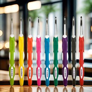 TEMU 9개의 크로셰 핀 세트, 크기가 B부터 J까지 (2.0-6.0Mm), 부드러운 손잡이가 특징입니다.