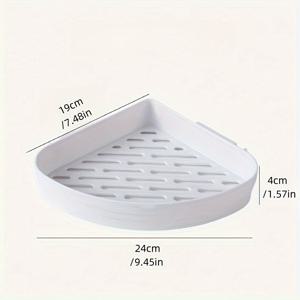 TEMU 1개의 클래식 벽걸이 플라스틱 코너 샤워 캐디, 배수구 구멍 포함 - 환기가 잘 되는 욕실 보관 선반, 샴푸 및 샤워 용품, 코너 선반