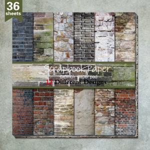 TEMU 36팩 6x6인치 벽돌 벽 디자인 스크랩북 용지, DIY 앨범, 플래너 및 선물 포장용 미적 공예 카드 스톡, 장식 예술 공예 패턴 용지 공급