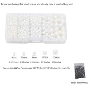 TEMU 820개 홀프리 ABS 진주와 900개 비즈 클로우 세트, 다양한 크기 4mm/5mm/6mm/8mm/10mm, 의류/신발/가방용 DIY 진주 액세서리, 레진 소재, 공예 용품