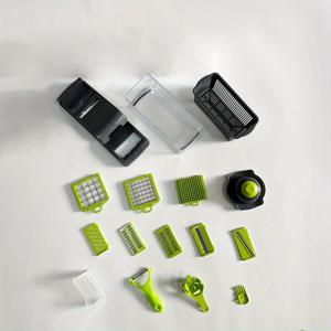 TEMU 16-in-1 전문 야채 다지기 & 슬라이서, 조절 가능한 블레이드 및 보관 용기 포함 - 샐러드, 감자, 당근, 마늘, 양파용 다기능 주방 가제트 - 강판, 다지기, 다이서 부착물 포함 - 블랙 & 그린|야채다지기