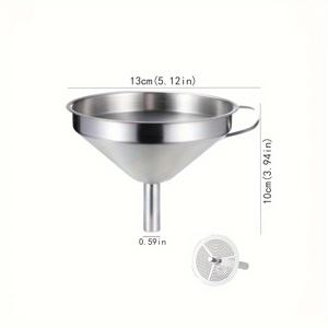 TEMU 대형 지름의 스테인리스 주방 깔때기 1개 - 액체, 건조 재료 및 향신료 전달에 완벽함, 내구성 있는 금속 조리깔때기 오일, 주스, 소스 이동용, 식품 안전 디자인