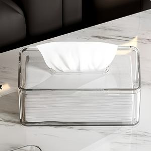 TEMU 1개 다기능 데스크탑 종이 타월 상자, 북유럽 간단한 투명 가정용 거실 종이 디스펜서, 사각 플라스틱 종이 타월 홀더, 방수 디자인, 욕실, 주방, 사무실, 호텔, 차량에 적합 - 투명 건조지 보관함