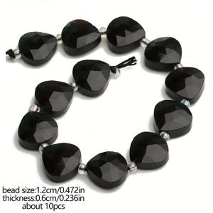 TEMU 타난타 AAA 천연 블랙 옵시디언 비즈 - 12mm 물방울 모양 다면체 보석 DIY 주얼리 만들기용, 팔찌 및 목걸이 & 우아한 참 장식용 광택 연마 구슬 세트, 패션 쥬얼리 제작용 비즈, 목걸이 공예 애호가를 위한 비즈