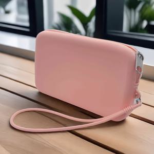 TEMU 1개 휴대용 실리콘 보관 가방 먼지 방지 지퍼 포함 - 립스틱, 화장품, 이어폰, 열쇠 및 카드용 컴팩트 멀티유저 정리함 - 파스텔 핑크 & 틸 블루 내구성 있는 경량 디자인 키카드 홀더 | 간편한 기능성 | 쉬운 풀 탭, 소형 실리콘 백