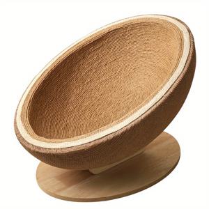 TEMU 대형 린넨 로프 고양이 긁는 보드 및 침대 콤보 - 내구성 있는 시살 소재, 통합 고양이 둥지와 긁는 공, 실내 고양이에게 이상적, 발톱 건강 및 놀이, 고양이 긁는 포지