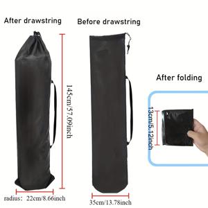 TEMU 특대형 고품질 옥스포드 천 수납 가방, 블랙 휴대용 드로스트링 접이식 정리함 (긴 어깨 스트랩 포함) - 캠핑 장비, 접이식 의자, 테이블, 매트 보관에 적합 - 내구성이 뛰어난 실내/외 사용, 테이블, 의자, 매트 보관 용이