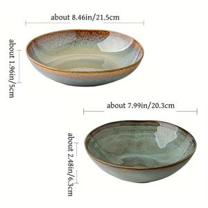 TEMU 2개 독특한 8인치 가마 변형 세라믹 그릇 - 예술가용 글레이즈 마무리, 샐러드, 파스타, 과일 및 더 많은 용도로 다용도 - 손수작업, 다용도 주방용품 세트, 과일 그릇 | 독특한 세라믹 그릇 | 예술가용 디자인