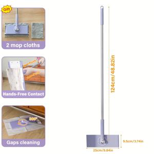 TEMU 단용용 걸레, 플랫 걸레 세트, 2개의 교체 가능한 걸레 헤드가 포함되어 있으며, 연장된 손잡이가 있습니다. 가정용 실내 빠른 건조 걸레, 접촉하지 않는 더러운 걸레 패드, 애완 동물 털과 먼지 수집에 사용됩니다. 가정, 욕실, 거실, 주방, 침실에 적합합니다.