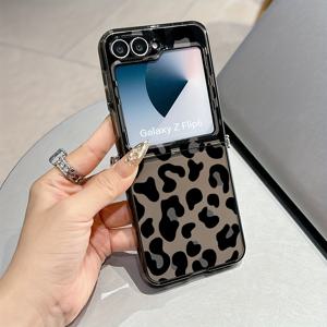 TEMU Y2K 블랙 패턴 삼성 갤럭시 Z Zflip5 Zflip6 Z Flip7 Flip5 Flip6 충격 방지 투명 소프트 백 커버