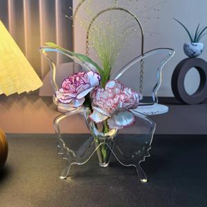 TEMU 1개 우아한 투명 아크릴 나비 꽃병 - 모던 홈 데코 센터피스, 거실/사무실/웨딩용 - 집들이 선물 아이디어, 전기 필요 없음, 나비 디자인 장식품, 클리어 윙 디자인