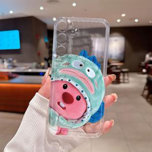 TEMU 삼성 갤럭시 A02, A03S, A04, A05S, A06, A13, A14, A15, A16 5G, A21S, A22, A23, A24, A25, A32, A34, A35, A50, A52, A53, A54, A55, A73, S21 울트라, S22 플러스, S23+, S24 FE 호환 비버 인형 투명 TPU 방탄 소프트 풀바디 보호 케이스