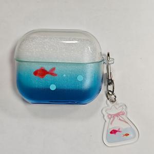 TEMU 삼성 이어폰 케이스용 블루 그라데이드 금붕어 패턴, 갤럭시 버즈/버즈 2/버즈 2 프로/버즈 FE/버즈 라이브/버즈 프로/버즈 3/3 프로 투명 TPU 소프트 쉘 보호 커버 - 긁힘 방지 및 내구성 있는 디자인, 근사한 절단 (케이스만), 고품질 이어 보호