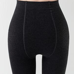 TEMU 여성용 가을/겨울 세로줄무늬 레깅스, 플리스 안감 하이웨이스트 따뜻한 타이츠, 누드 컬러 팬티스타킹, 부드럽고 편안한 블랙 오버더니 파자마 바지