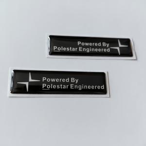 TEMU 폴스타 엔지니어링 로고 자동차 엠블럼 2개 세트 - 레드 & 블루 디자인의 3D 레진 스티커, 펜더, 창문 또는 사이드 트림용 자체 접착 오벌 데칼, 에폭시 수지 재질, 차량 장식, 슬릭한 카 액세서리, 광택 마감