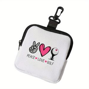 TEMU 여성용 골프 선물 가방 - 토끼, 하트, 골프 볼 디자인의 화이트 메이크업 파우치 & 화장품 정리함 - 골퍼를 위한 컴팩트 여행 케이스, 생일/크리스마스 선물, 코치, 친구들을 위한 내구성 있는 폴리에스터 화장품 가방, 골프 액세서리, 재미있는 디자인, 튼튼한 지퍼 클로저, 코치 선물, 스타일리시 오거나이저, 고품질 원단, 스포츠 애호가를 위한