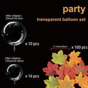 TEMU 1세트 메이플 리프 투명 풍선 멀티 컬러 혼합 가을 장식, 아트 핸드메이드 DIY, 할로윈 추수감사절 크리스마스 장식, 방 꾸미기, 홈 데코