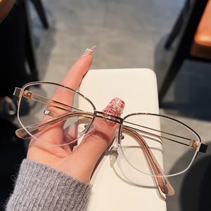 TEMU 1개/3개 세트 반테이프 메탈 안경, 빈티지 골드 오벌 프레임 + 투명 렌즈, 여성용 우아한 패션 액세서리 | 캐주얼 및 정장용 다목적 | 슬림 메탈 프레임 디자인, 스타일리시한 | 세련된 룩을 위한 필수 아이템