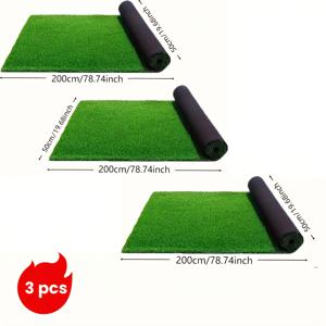 TEMU 3롤, 단일 200cm*50cm=78.74in*19.68in 리얼한 인조 잔디, 정원 및 애완 동물 패드에 적합한 정교한 합성 잔디 - 실외 실내 잔디, 실외 놀이, 마당, 잔디밭 및 원예, 실외 장식, 가정에 적합, 정원 꾸미기, 잔디 카페트, 벤다 바닥 데크, 초가지붕, 잔디 러그, 인조잔디 매트