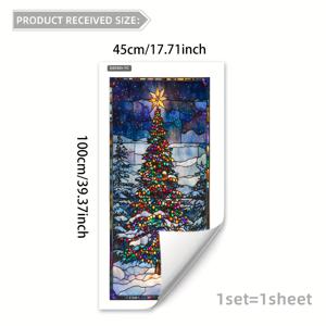 TEMU 대형 크리스마스 트리 창문 데칼 - 양면 정전기 접착 PVC 스티커, 축제적인 눈빛 밤 장면, 빨간색 & 녹색 휴일 장식 침실, 거실, 욕실용 - 쉬운 부착 및 잔여물 없음, D20303-YC, 크리스마스 장식품, 유리문용 스테인드글라스 필름, 물고기 스티커, 창문 프라이버시 필름, 창문 스티커, 유리창 스티커