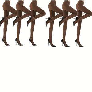 TEMU 6pcs 여성용 타이츠, 블랙 안티스냅 레깅스 캐주얼 & 포멀 웨어, 패셔너블 디자인, 내구성 있는 소재, 컴프레션 팬티스타킹