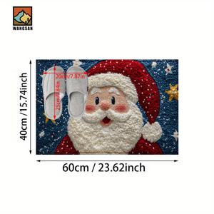 TEMU 1개 목욕 매트 - 플러시 미끄럼 방지 욕실 매트, 크리스마스 장식용 부드러운 바닥 매트, 휴일 욕실, 주방, 출입구용 - 홈 데코레이션을 위한 이상적인 크리스마스 선물, 축제 분위기 디자인, 내구성 있는 TPR 소재, 욕실 액세서리