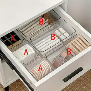 TEMU 6/7개 아크릴 서랍 및 데스크탑 정리 세트, 투명 디자인 – 책상 정리, 사무용품, 메이크업 정리, 홈 스토리지, 냉장고 정리 및 보관, 메이크업 정리, 책상 정리용