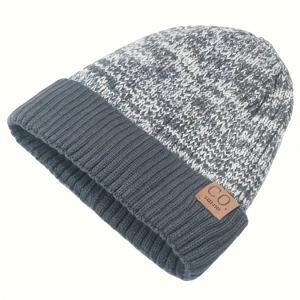 TEMU 남성용 네이비 블루 & 화이트 겨울 니트 모자 CO UZZL 1978 패치 - 두꺼운 플록 귀보호, 부드러운 안감, 손세탁 가능, 스키, 스노보드 및 야외 활동용 (내구성 있는 텍스타일 소재)|모자