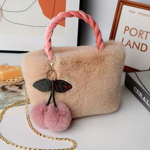 TEMU 1개 여성용 우아한 인조 모피 크로스바디, 탈부착 가능한 스트랩 & 버클 잠금 - 플러시 인조 모피 안감 핸드백, 골드 톤 하드웨어, 가벼운 토트백 (이브닝룩, 쇼핑, 야외 통근용) - 여성에게 이상적인 크리스마스 & 할로윈 선물 (다양함)