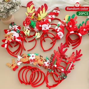 TEMU 20/5개 크리스마스 헤어 액세서리 - 컬러풀 귀여운 헤어밴드, 순록 산타 엘크 헤어밴드, 고탄력, 완벽한 핏, 파티 및 선물에 이상적|머리띠
