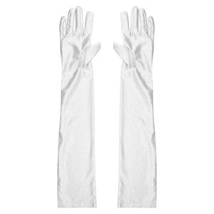 TEMU 2pcs 긴 사틴 팔꿈치 길이 오페라 장갑 여성용 - 검정색, 흰색, 빨간색