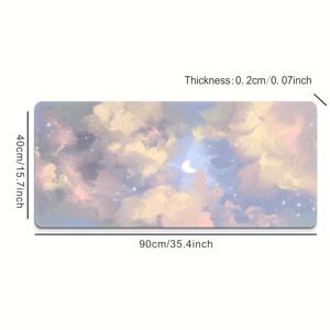 TEMU 클라우드 스카이 디자인 마우스 패드 - 집과 사무실용 - 미끄럼 방지, 고무, 스티치 처리된 가장자리가 있는 직사각형 책상 매트, 쓰기, 타이핑, 게임에 다용도로 사용 - 심플한 풍경 패턴, 책상 액세서리 선물 아이디어