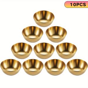 TEMU 10/20개 3.23인치 스테인리스 소스 접시 미니 개별 접시 볼 라운드 조미료 접시 스시 담그기 그릇 접시, 버터 접시, 케첩 치즈 접시, 식기세척기 사용 가능, 골든
