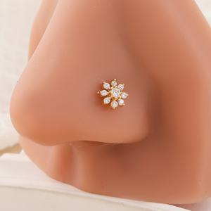 TEMU 빈티지 심플 스타일 구리 코 스터드 합성 지르코니아 - L자형 피어싱 장신구 일상 착용 및 선물용 - 다양한 꽃잎 디자인 코 링 (1개 세트)