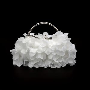 TEMU 여성용 우아한 화이트 플로랄 새틴 클러치, 분리 가능한 스트랩 – 저녁 및 신부 행사에 완벽, 메탈릭 핸들, 폴리에스터 안감, 세련된 디자인, 정장 행사용 가방 | 플로랄 모티브 가방 | 새틴 마감, 웨딩 액세서리