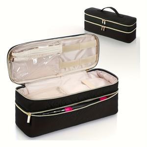 TEMU NAKUSTAB 더블 레이어 캐리 케이스 - 리볼론 원스텝 헤어 드라이어 & 스타일러용, 다중 수납 공간, 내구성 폴리에스터 보관함, 볼륨라이저/스틸러 호환, 플렉스타일 액세서리, 혼합 컬러, 슬림 디자인, 안전 지퍼 잠금, 여행 필수품, 컴팩트 사이즈, 여행 가방, 수납 정리함|스타일러