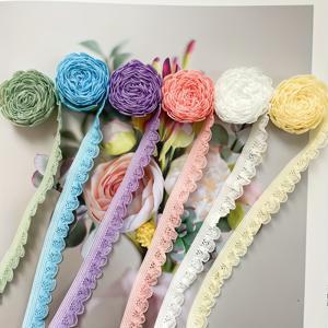 TEMU 6개 탄력 있는 러플 레이스 트림 리본 세트 - 다양한 색상 (민트 그린, 스카이 블루, 라벤더, 핑크, 화이트, 옐로우) 1 야드 x 1.3cm 스트레치 탄성 밴드와 러플 레이스 가장자리, 공예용 폴리에스터 웨빙 리본, 바느질, 인형 액세서리, 뜨개질 및 자수 장식, 인형 꾸미기 | 복잡한 디테일링, 레이스 원단