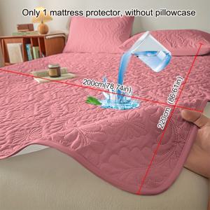 TEMU 1개 솔리드 라이트 핑크 방수 매트리스 보호 커버, 탄성 코너 스트랩 포함, 싱글 또는 더블 침대용 패턴 디자인, 침실, 게스트 룸 및 호텔용 두꺼운 매트리스 커버|매트리스커버