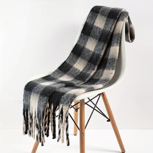 TEMU 두꺼운 따뜻한 블랙 및 베이지 타란트 스카프 | 캐주얼 루즈 스타일, 눈이 오는 날 외출에 이상적, 손세탁 또는 드라이 크리닝|스카프