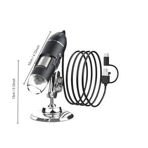 TEMU 3-in-1 1600X 디지털 현미경 카메라 타입 C USB 휴대용 전자현미경, 용접 및 휴대폰 수리용 LED 내시경, 컴퓨터 및 일부 TYPE-C 폰 호환|돋보기