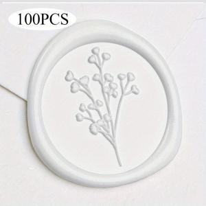 TEMU 20/60/100 자체 접착 백색 왁스 스티커 라벨 - 황금 액센트가 있는 우아한 꽃 디자인, 결혼식 초대장, 선물 포장, 공예용으로 완벽, 선물 포장 라벨 | 꽃 무늬 라벨 | 매트 핏 라벨, 왁스 봉인 스탬프|실링왁스