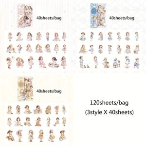 TEMU 120매/백 스티커, PET 소재, 인형집 시리즈 캐릭터 테마 스테이션러리 핸드 계정 콜라주 장식 사진 프레임 컵 캘린더 상자 휴대폰 케이스 다이어리 장식|다이어리