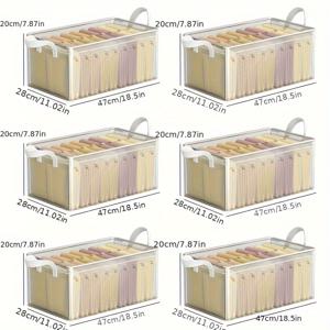 TEMU 6개 세트 투명 스택 가능 수납 바구니 - 옷, 신발, 욕실용 강력한 플라스틱 제작, 공간 절약형 옷장 정리함, 침대 밑 보관함, 선반 정리함 - 홈, 오피스, 기숙사, 옷장 정리에 이상적|욕실선반|신발정리대|화장실선반