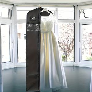 TEMU 1팩 엑스트라 롱 의류 보관 가방 - 헤비듀티 부직포 웨딩드레스, 여행용 옷 보호 케이스 지퍼 포함 - 경량, 걸이형 & 접이식, 결혼식/여행/보관용 - 우아한 블랙 의류 케이스, 드레스 프로텍터, 신축성 디자인, 내구성 강화 소재, 홈 오거나이저