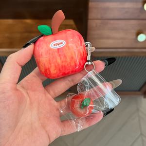 TEMU 3D 애플 + 펜던트 이어폰 케이스, for AirPods 1/2/for AirPods Pro/for AirPods Pro 2/for AirPods 3/for AirPods 4 호환 보호 커버